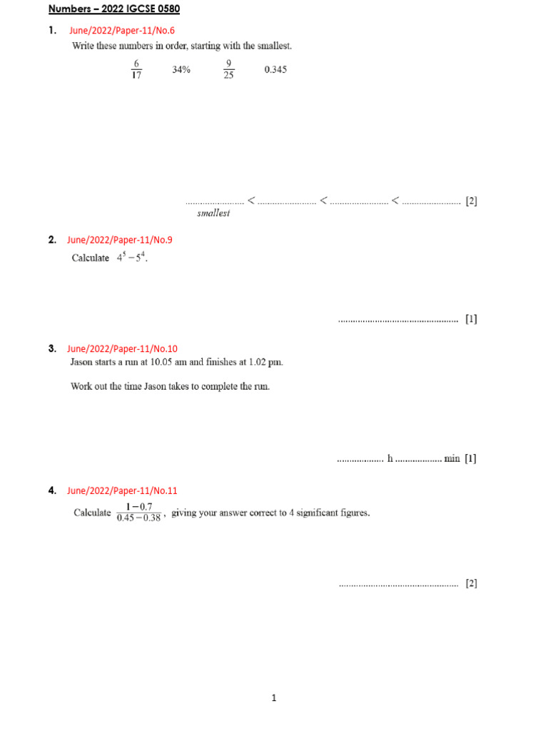 2022 Numbers IGCSE 0580 | PDF | Chess Theory | Chess Openings