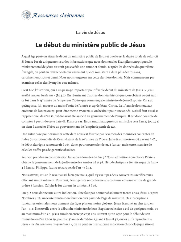 Aaron Kayayan - Le Début Du Ministère Public de Jésus | PDF | Évangile ...