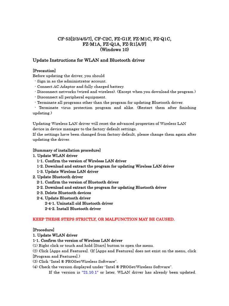 WLAN BT Update Fm 7260 Eng | PDF | Bluetooth | Computer File