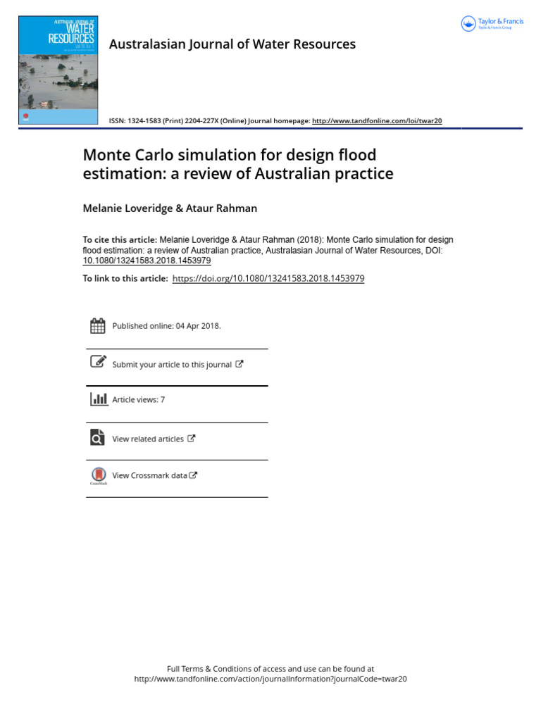 2 Monte Carlo Simulation for Design Flood Estimation a Review of ...