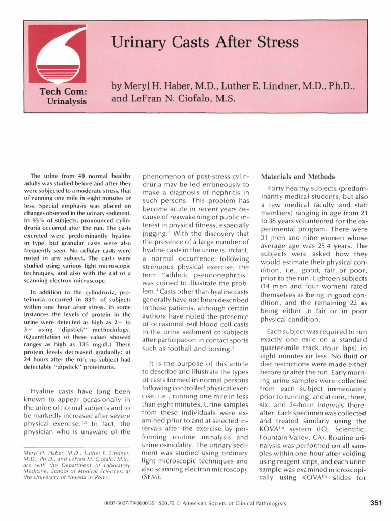 Urinary Casts After Stress | PDF | Urinary System | Medical Specialties