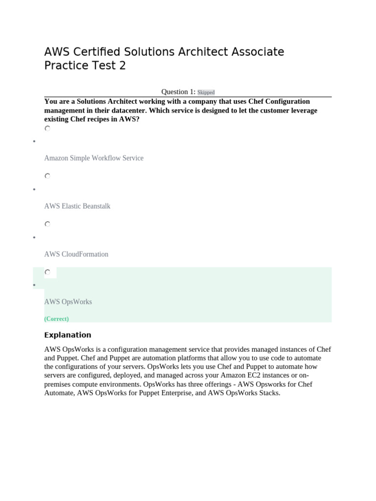 Aws Certified Solutions Architect Associate Practice Test 2 | PDF