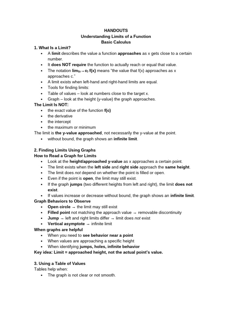 Basic Calculus Handouts | PDF