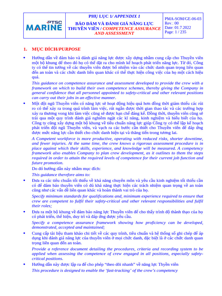Apendix 1 Competency Assurance Assessment Procedure | PDF