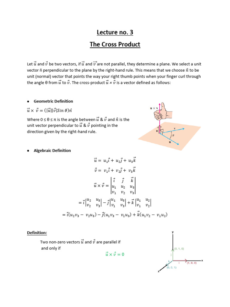Lec 3 Cross Product and Equation of Line | PDF