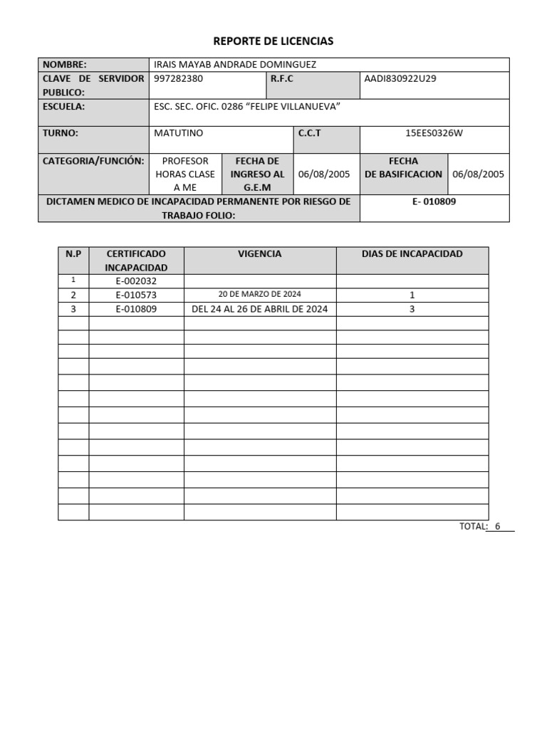 Reporte de Licencias Irais 2.0[1] | PDF
