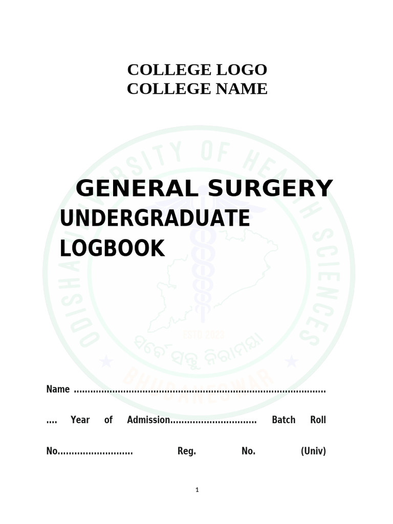 13. General Surgery Logbook | PDF