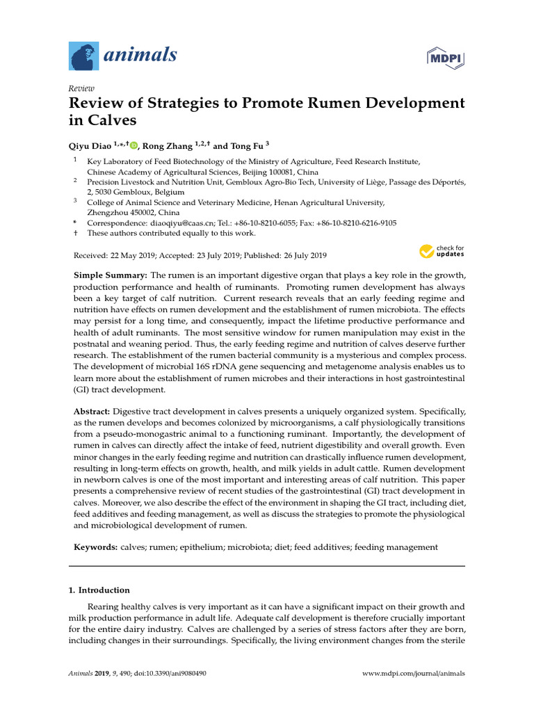 Review of Strategies to Promote Rumen Development | PDF | Biology