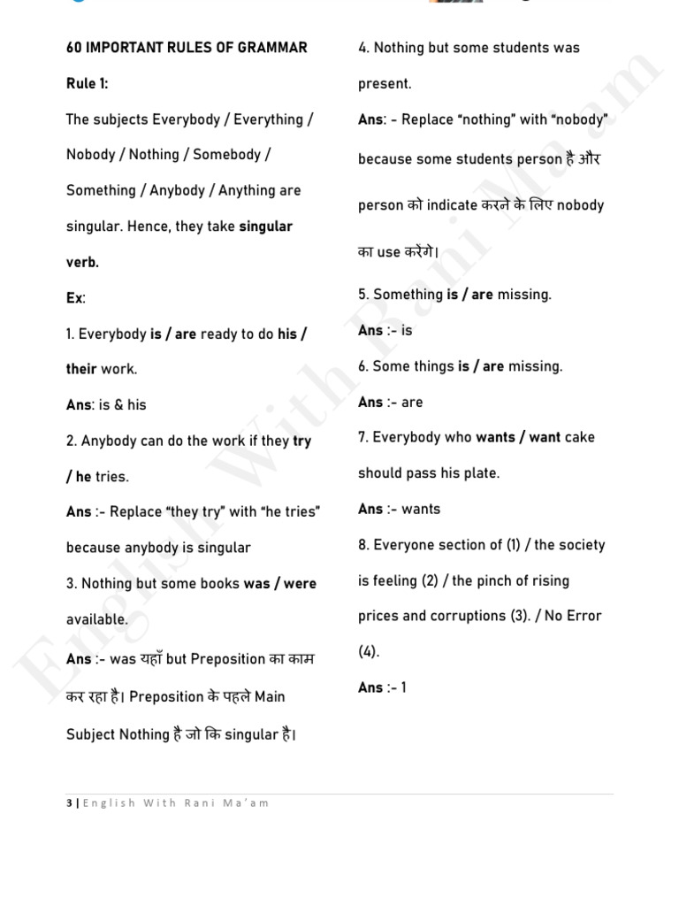 60 Rules Printable (1) | PDF | Grammatical Number | Plural