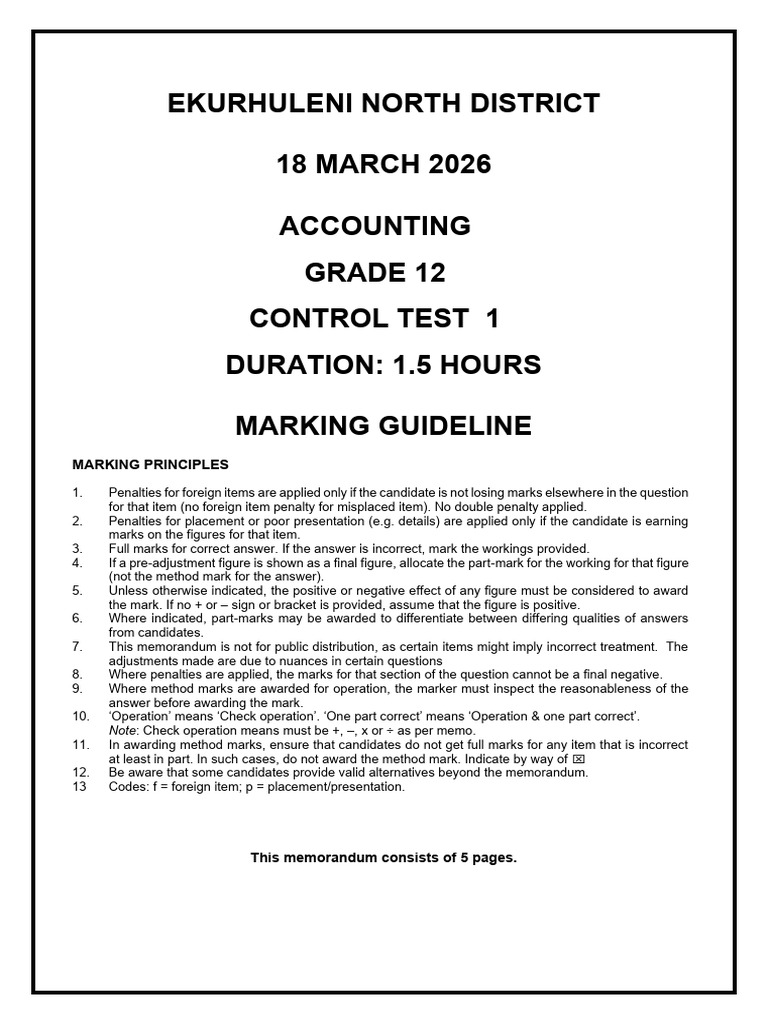 2026 Grade 12 Controlled Test 1 MG Updated | PDF | Equity (Finance ...