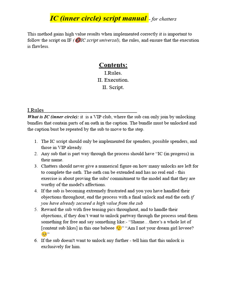 IC Chatters Script Manual | PDF