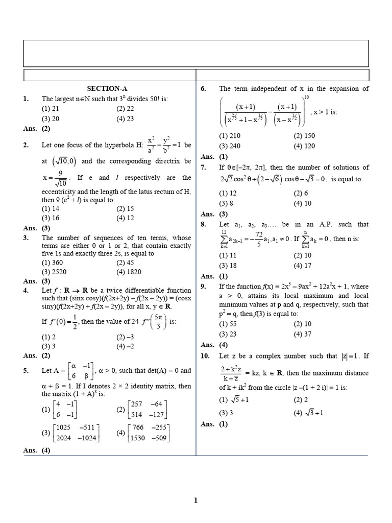 0204-Mathematics Paper+With+Ans Morning | PDF