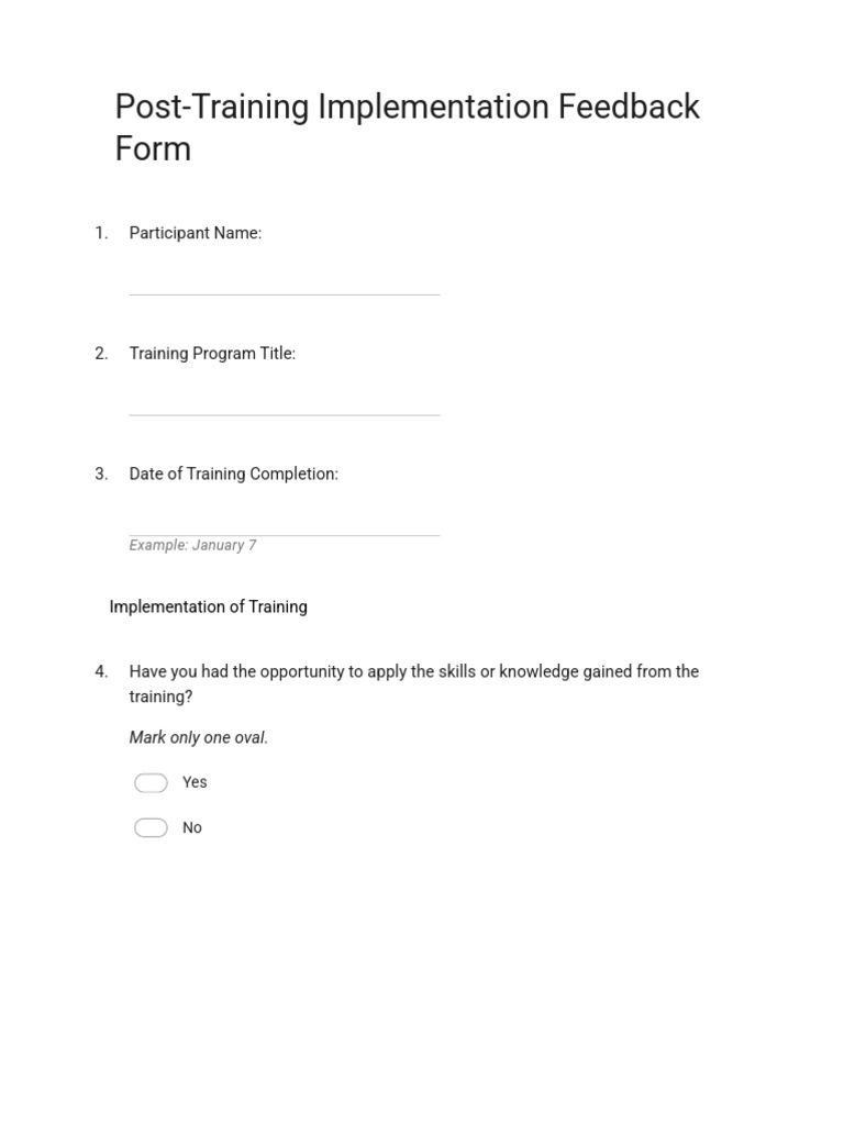 Copy of Post-Training Implementation Feedback Form - Google Forms | PDF