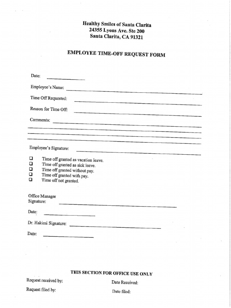 Time Off Request Form | PDF