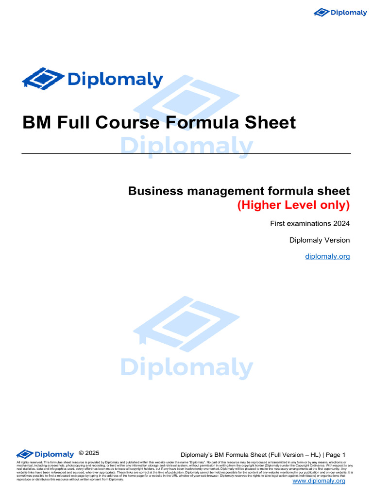 Full Course Bm Formula Sheet | PDF