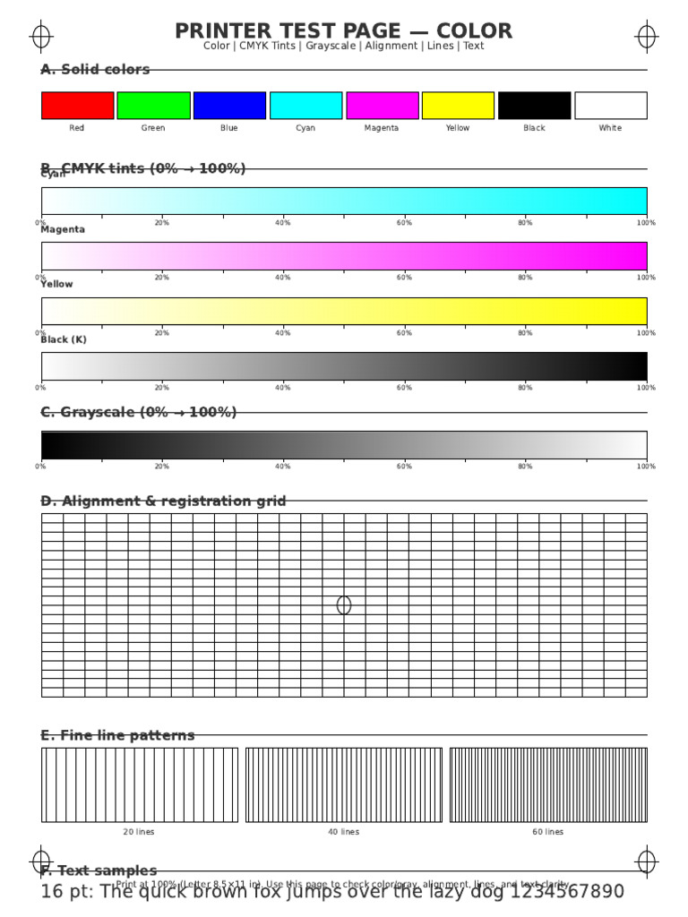 Printer Test Page Color | PDF