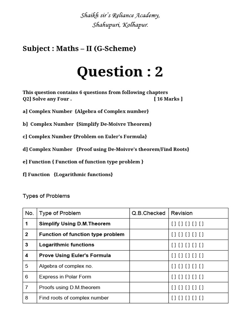 2ndquestionQuestionbank | PDF | Complex Number | Numbers