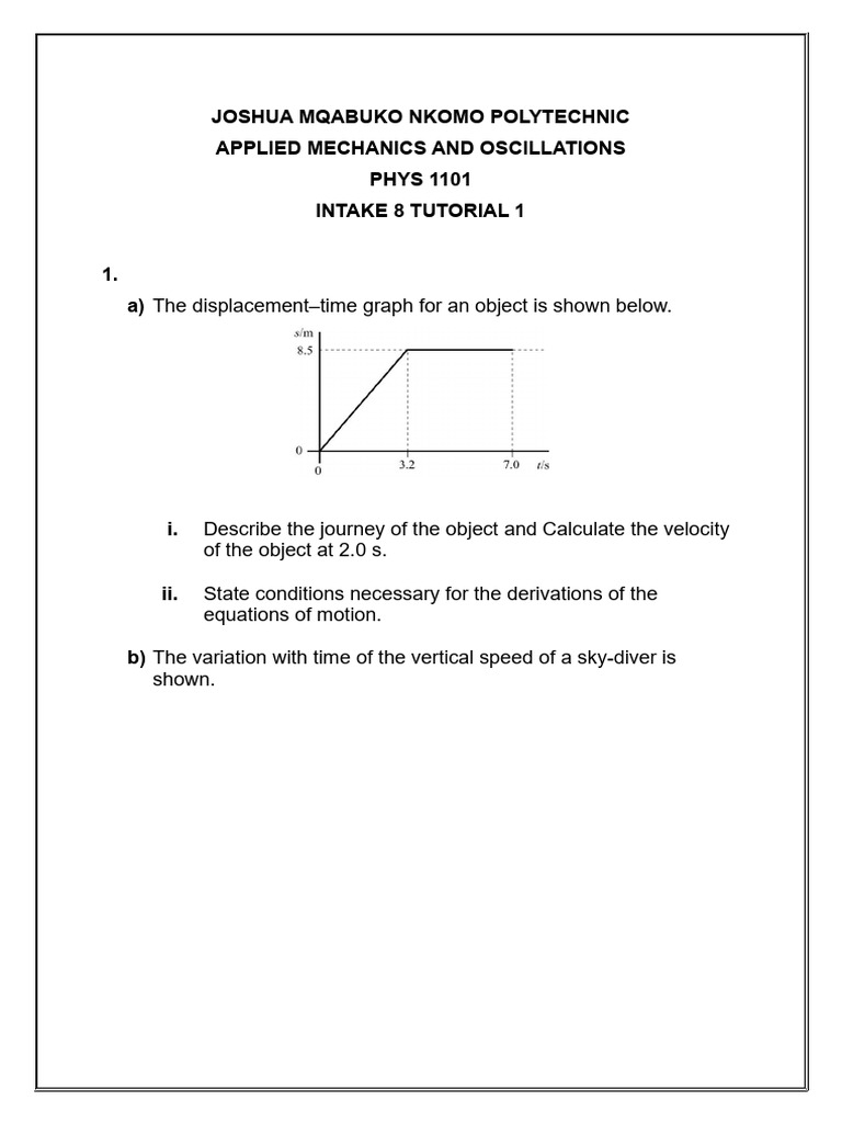 Phys 1101 Intake 8 Amo Tutorial 1_075718 | PDF | Acceleration | Force