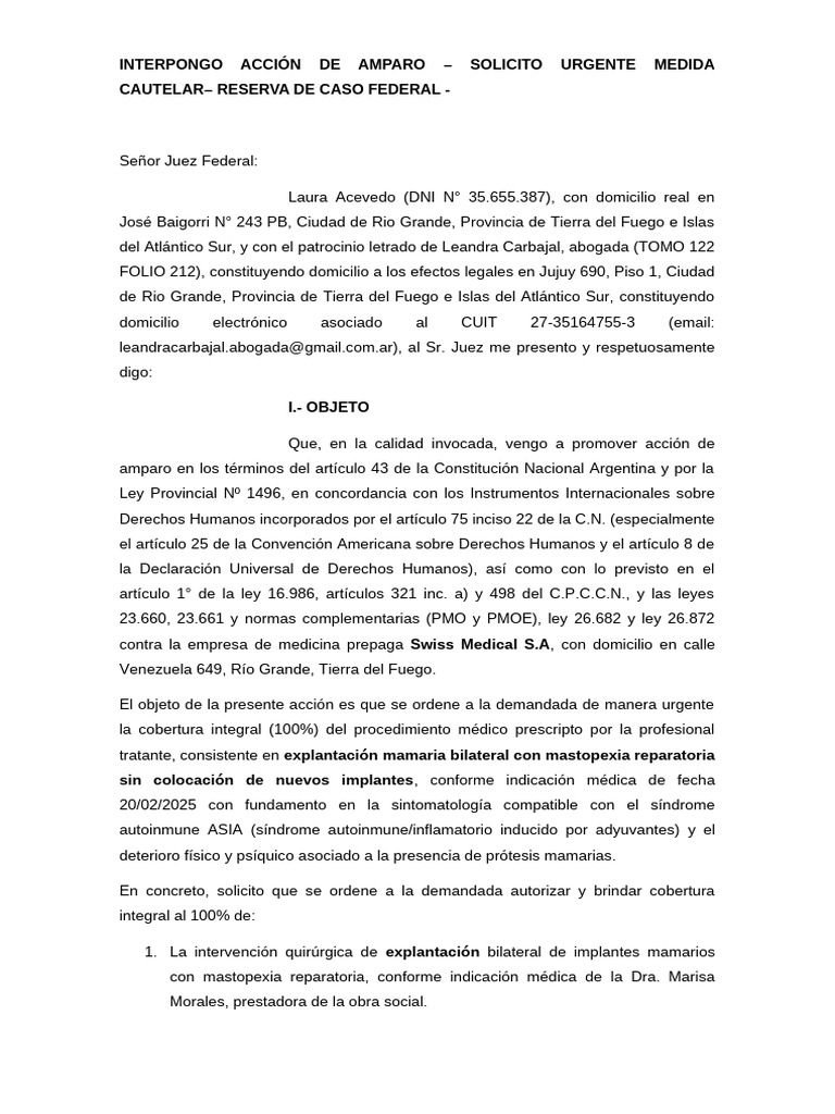 Modelo de Amparo | PDF