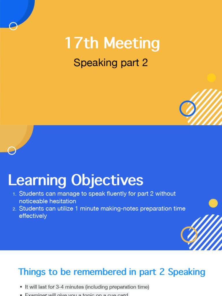 17th Meeting - Speaking part 2 | PDF