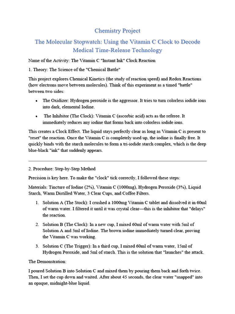 Chemistry Project | PDF | Chemical Reactions | Iodine