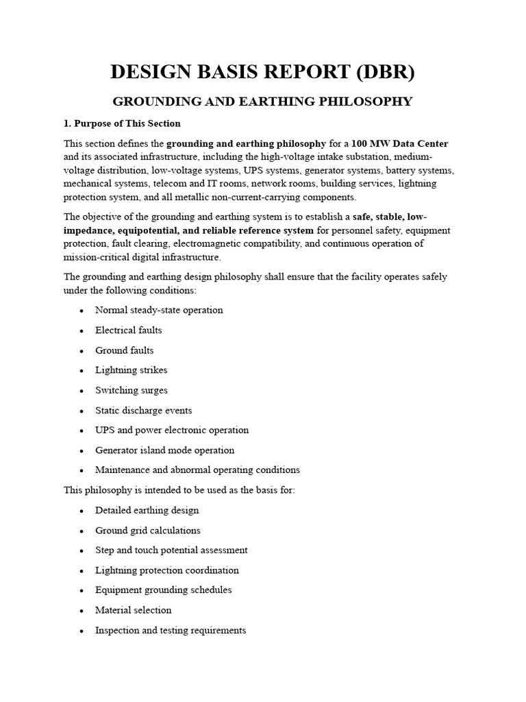 05-Design Basis Report-Earthing and Grounding | PDF | Electricity ...