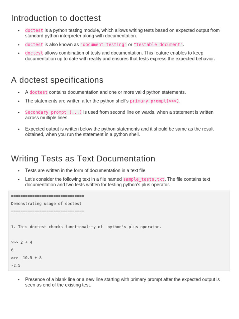 Working With Doctest | PDF