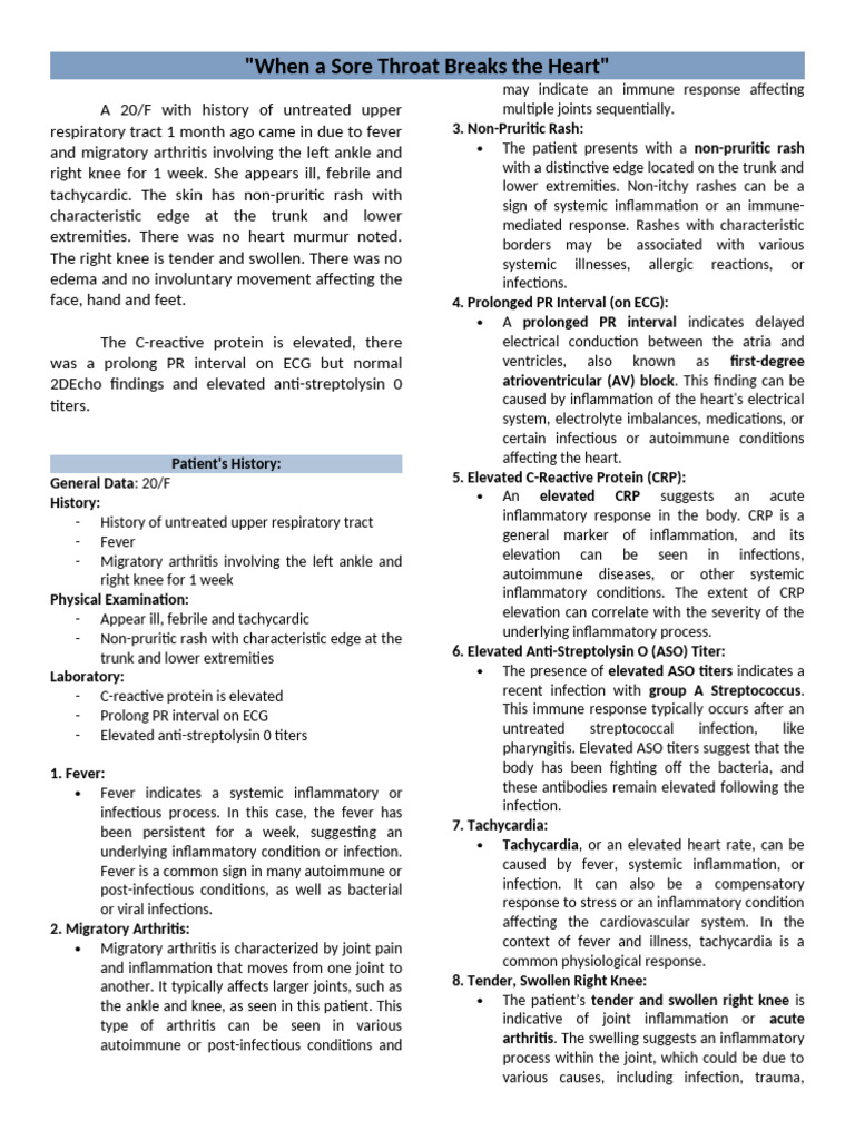 Acute Rheumatic Fever | PDF | Inflammation | C Reactive Protein