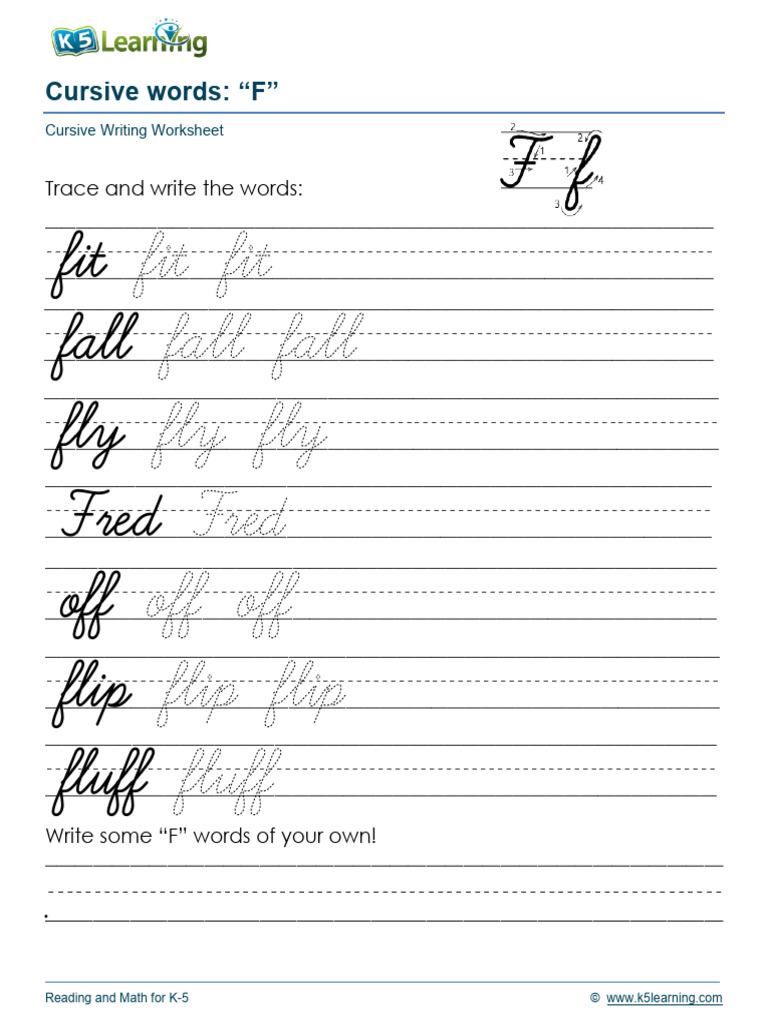 Handwriting Practice Words Ff Printable | PDF