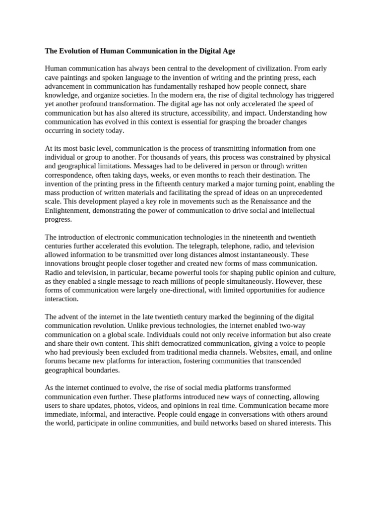 The Evolution of Human Communication in the Digital Age | PDF