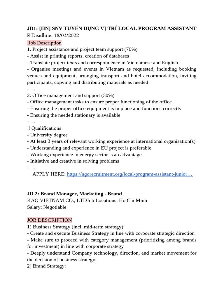 2 Job Descriptions | PDF