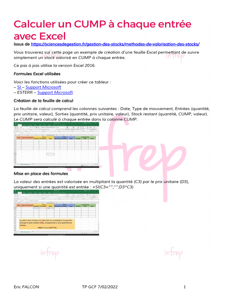 Calculer Un CUMP À Chaque Entrée Avec Excel | PDF