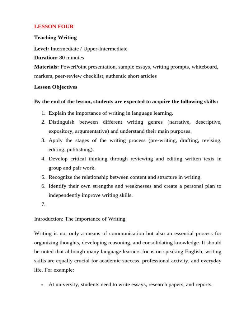 lesson 4 | PDF | Writing | Essays