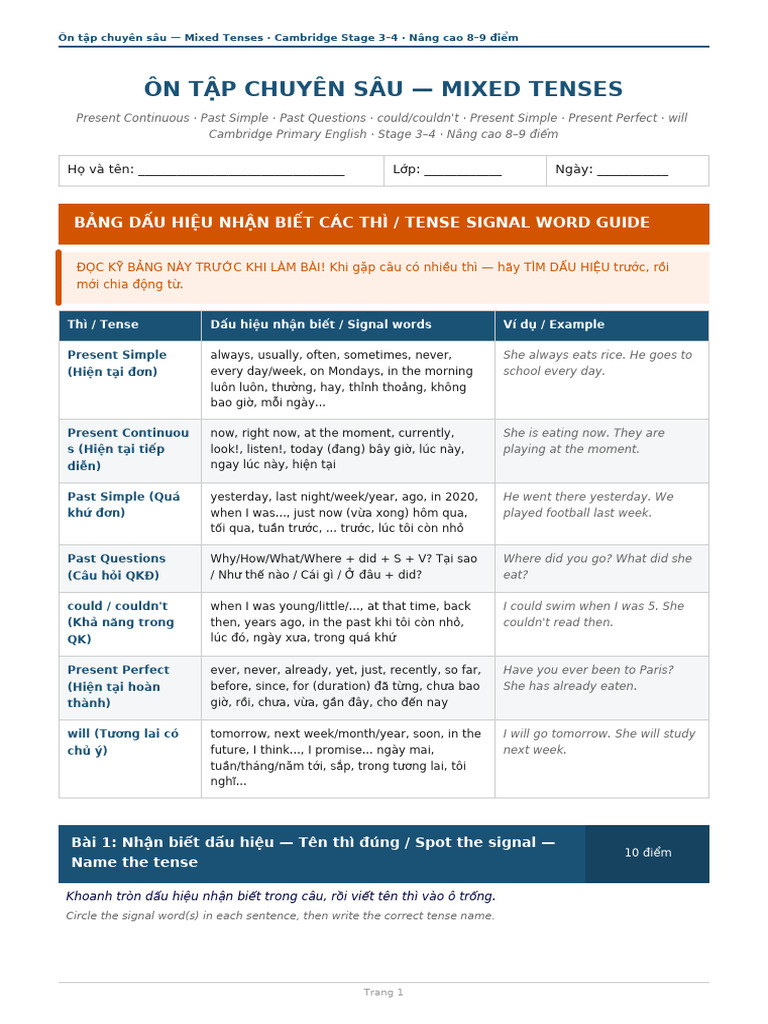 Mixed Tenses Advanced | PDF