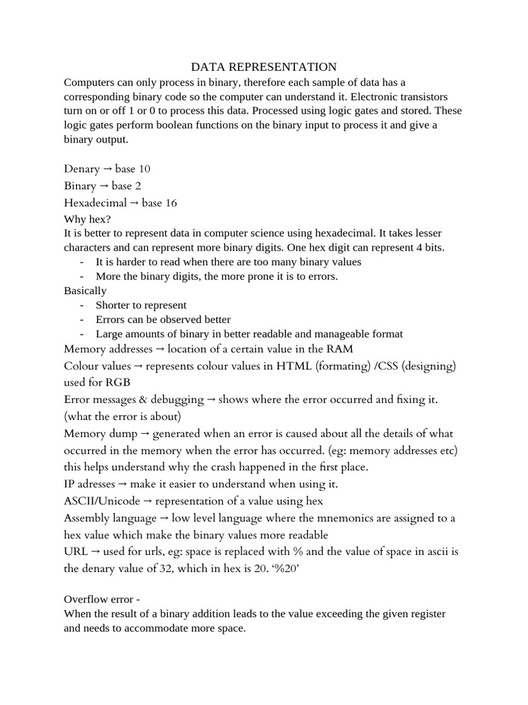 Data Representation | PDF