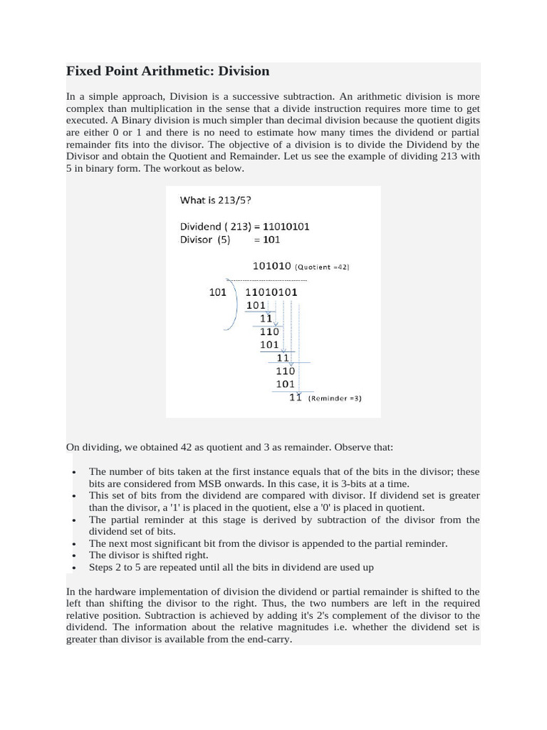 Fixed Point Arithmetic - Division | PDF | Division (Mathematics ...