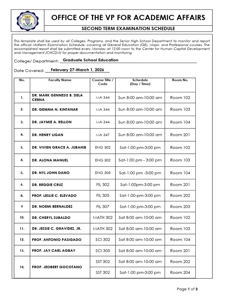 Midterm Exam 2nd Term Sched | PDF | Chess Theory | Chess Openings