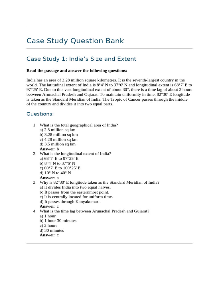 Case Study Based Practice Questions Class 9 | PDF