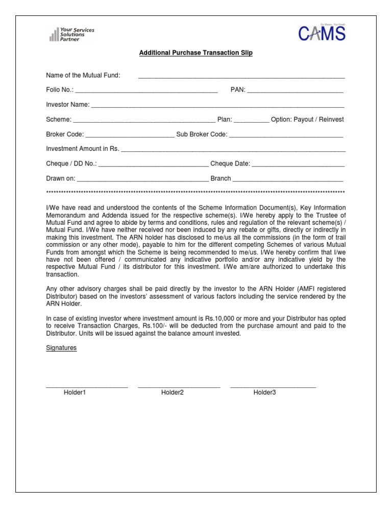 Additional Purchase Transaction Slip | PDF