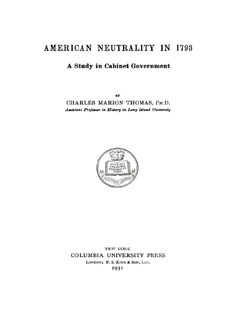 Neutrality 1793 USA | PDF