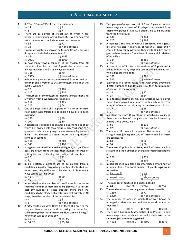 P&C - Practice Sheet 2 - 75754710 - 2026 - 03 - 20 - 16 - 59 | PDF ...