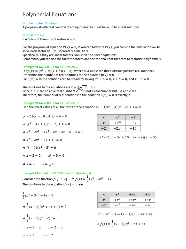 Polynomial Equations Maths | PDF | Factorization | Inequality (Mathematics)