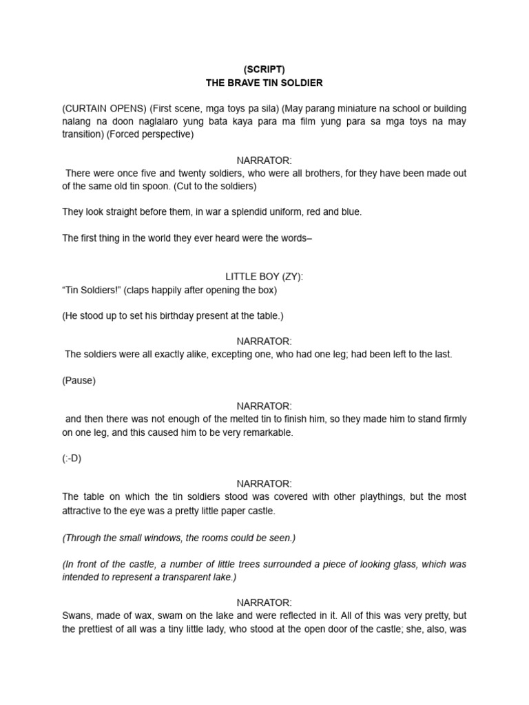 THE BRAVE TIN SOLDIER SCRIPT | PDF