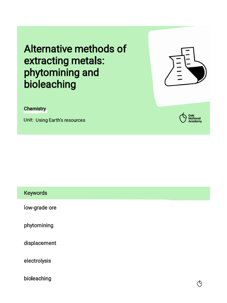 phytomining and bioleaching GCSE ppt | PDF | Copper | Mining