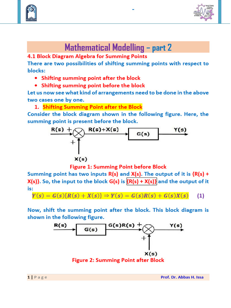 Control Theory I Lec. 04 Mathematical Modeling Part 2 | PDF | Control ...