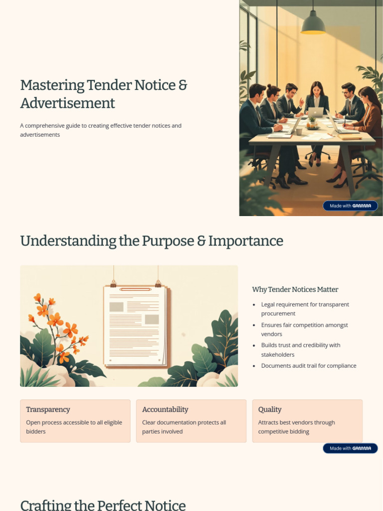 Mastering Tender Notice and Advertisement | PDF