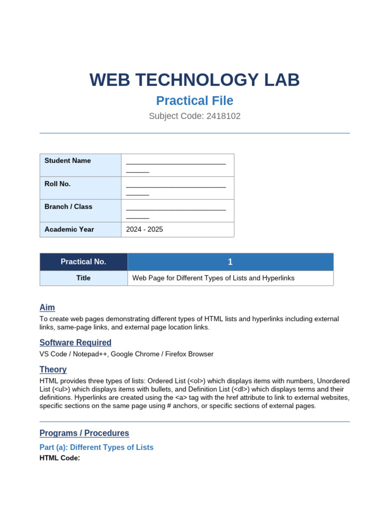 Web Technology Practical | PDF