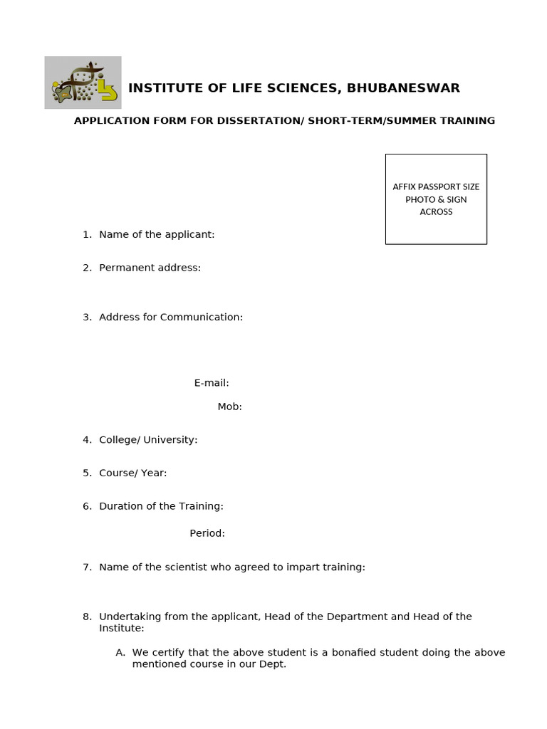 Summer Training Form | PDF | Thesis