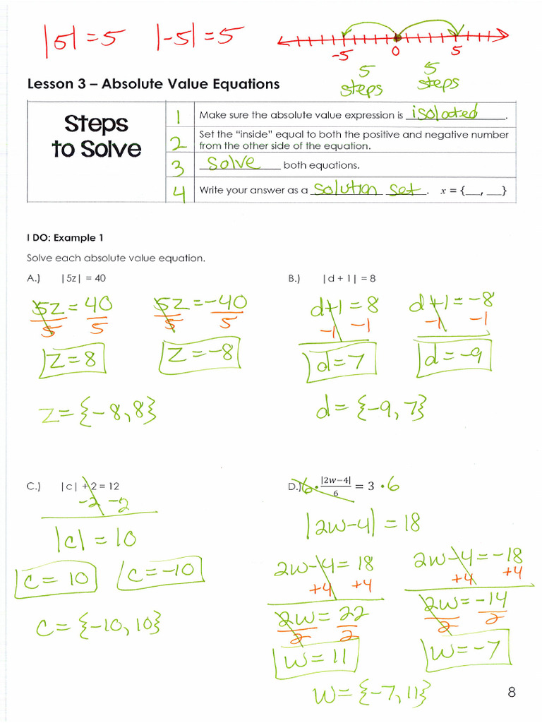 Topic #3 - Absolute Value Equations | PDF