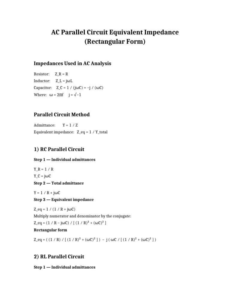 AC Parallel Impedance Professional | PDF